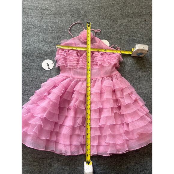NWT $595 Staud Pink Florian Tiered Ruffle Halter Tulle Organza Minidress Sz 8 - Picture 16 of 16